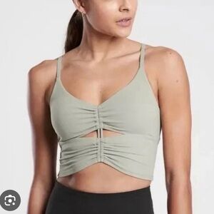 Athleta Sage Green Ruched Crop Top